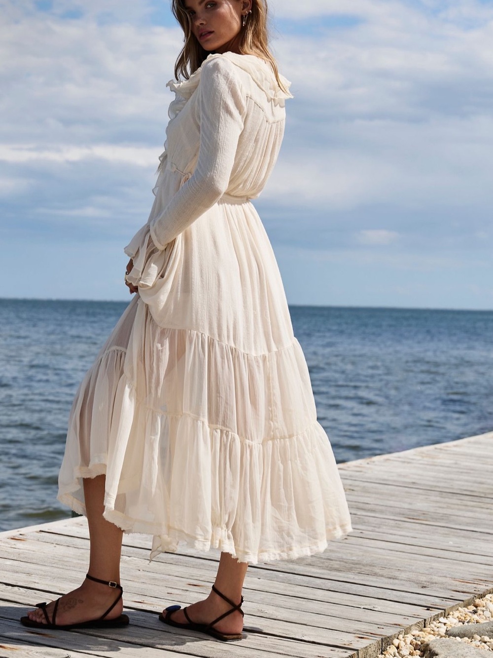 Read Description- Free People Isla Midi dress Medium - Picture 3 of 6